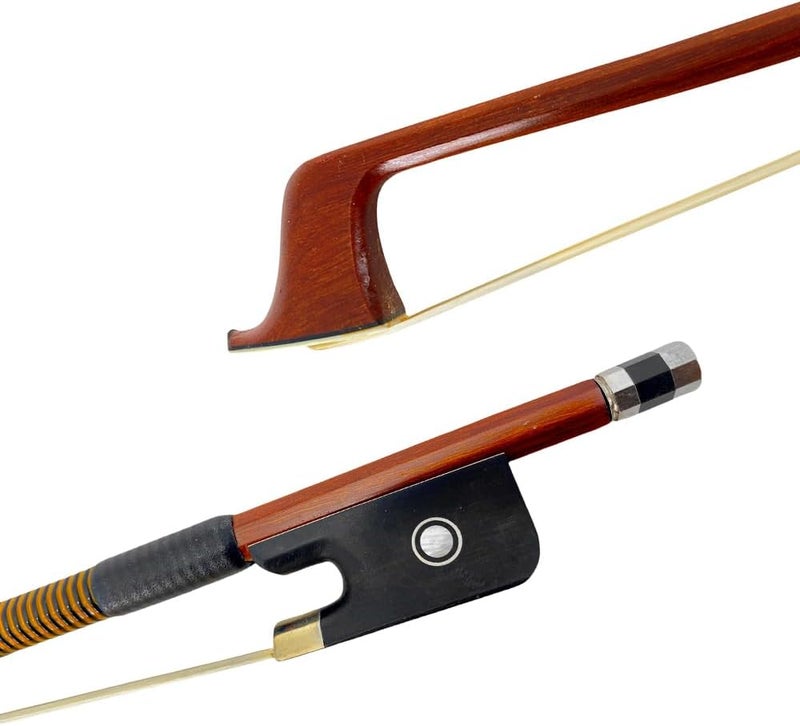 ModouString Cello Bow Full Size 4/4 - Brazilwood with Ebony Frog, Natural Mongolia Horsehair, wire decoration, Pearl Inlay Well Balanced Lightweight and Durable - Image 1